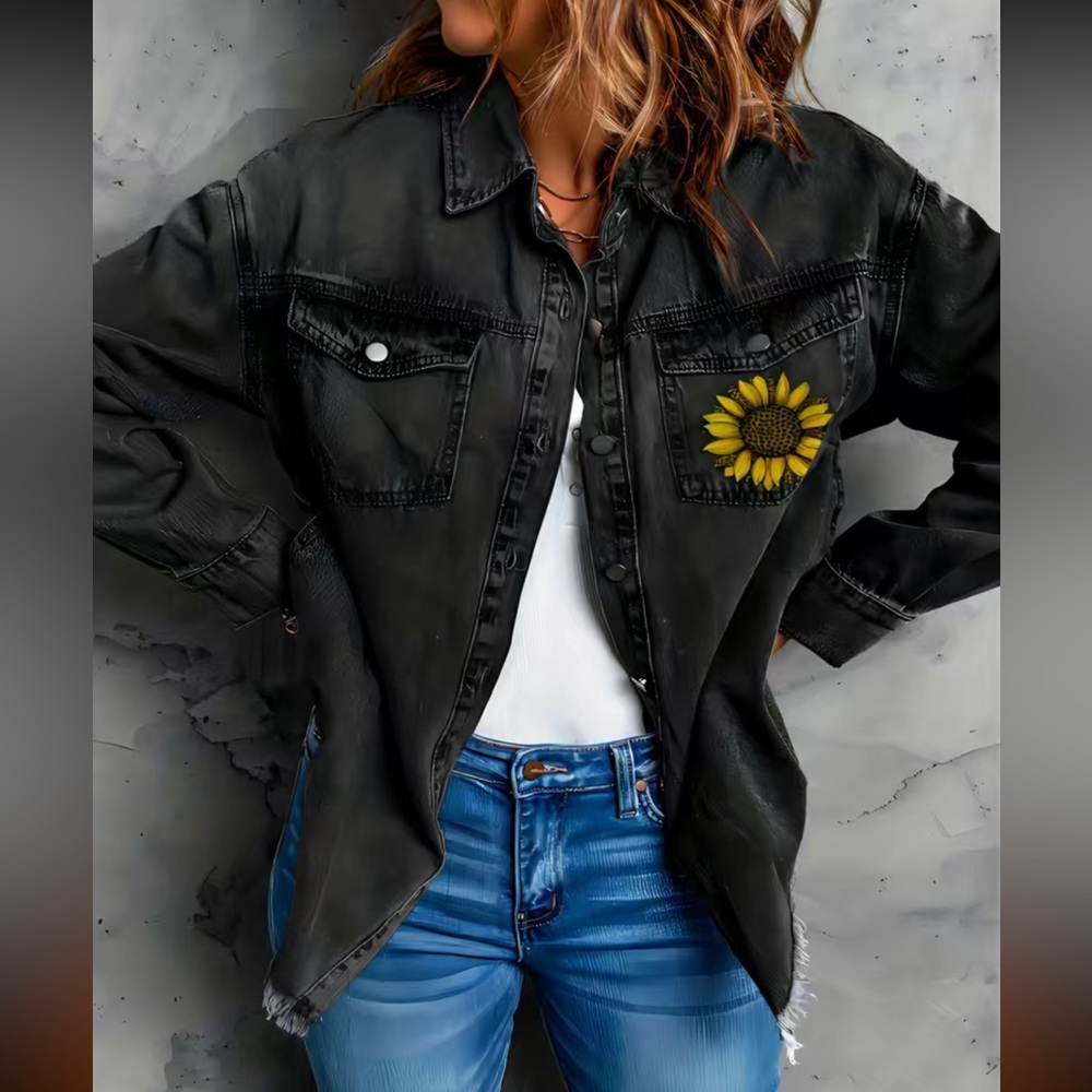Dark grey Sunflower denim jacket - Picture 2 of 4